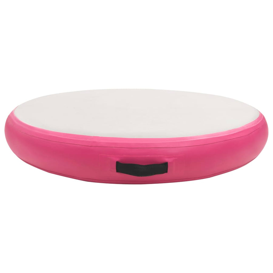 Gymnastiekmat Met Pomp Opblaasbaar Pvc 100 x 100 x 10 cm Roze en grijs