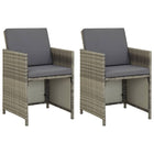 Garden chairs 2 pcs with cushions poly rattan grey