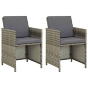 Tuinstoelen 2 stuks poly rattan grijs met kussens