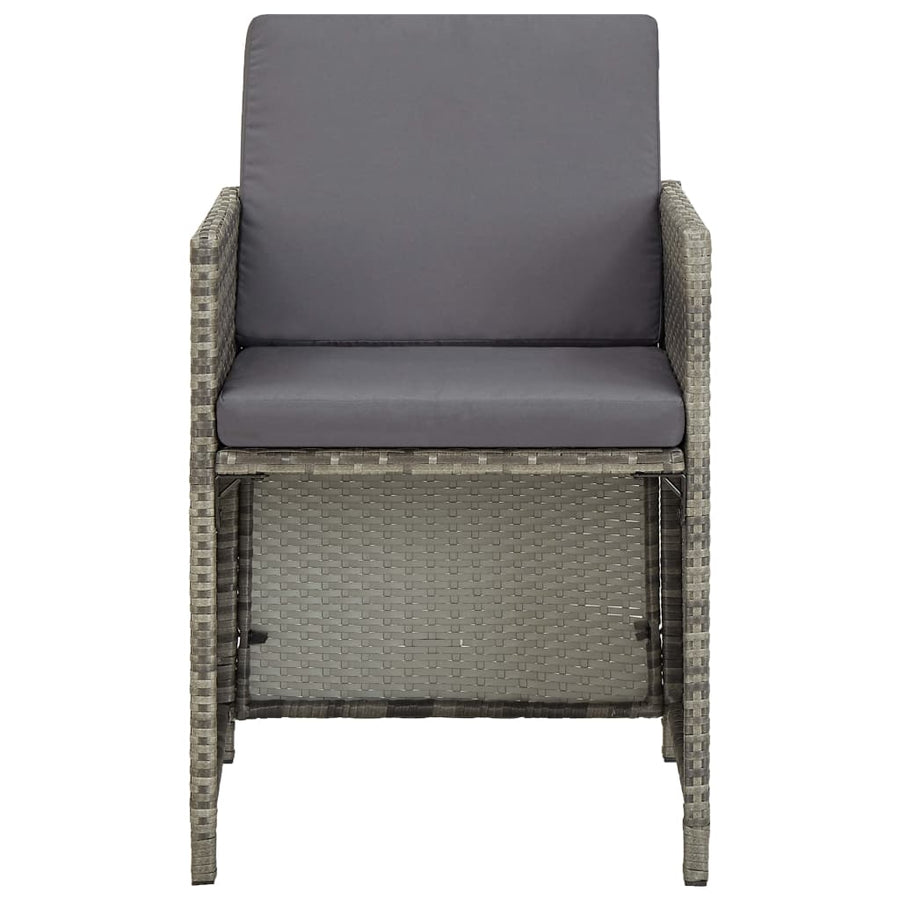 Tuinstoelen 2 st met kussens poly rattan grijs