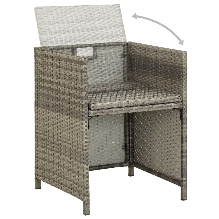Tuinstoelen 2 st met kussens poly rattan grijs