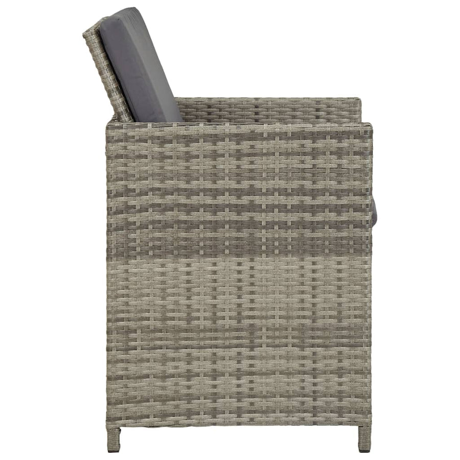 Tuinstoelen 2 st met kussens poly rattan grijs