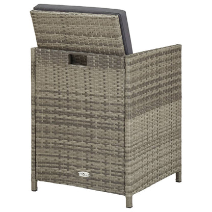 Tuinstoelen 2 st met kussens poly rattan grijs