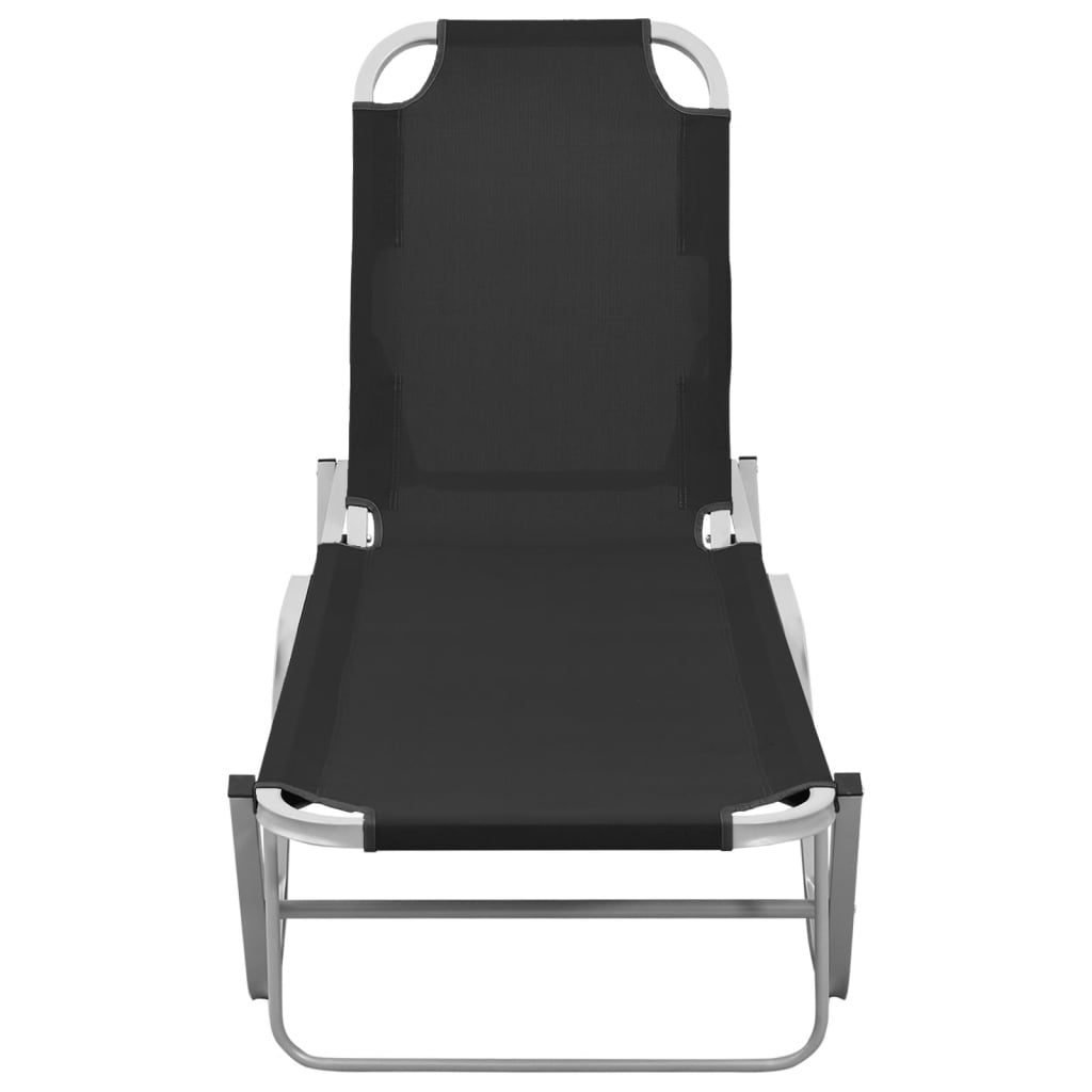 Ligbed Aluminium En Textileen Zwart