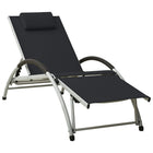 Sun lounger with cushion textilene black