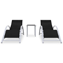Ligbedden 2 St Met Tafel Aluminium Zwart