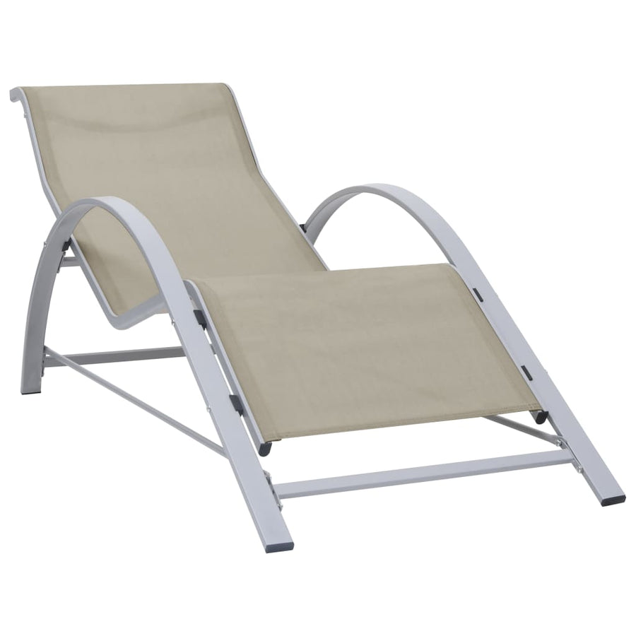 Ligbed Textileen En Aluminium Kleurig Crème