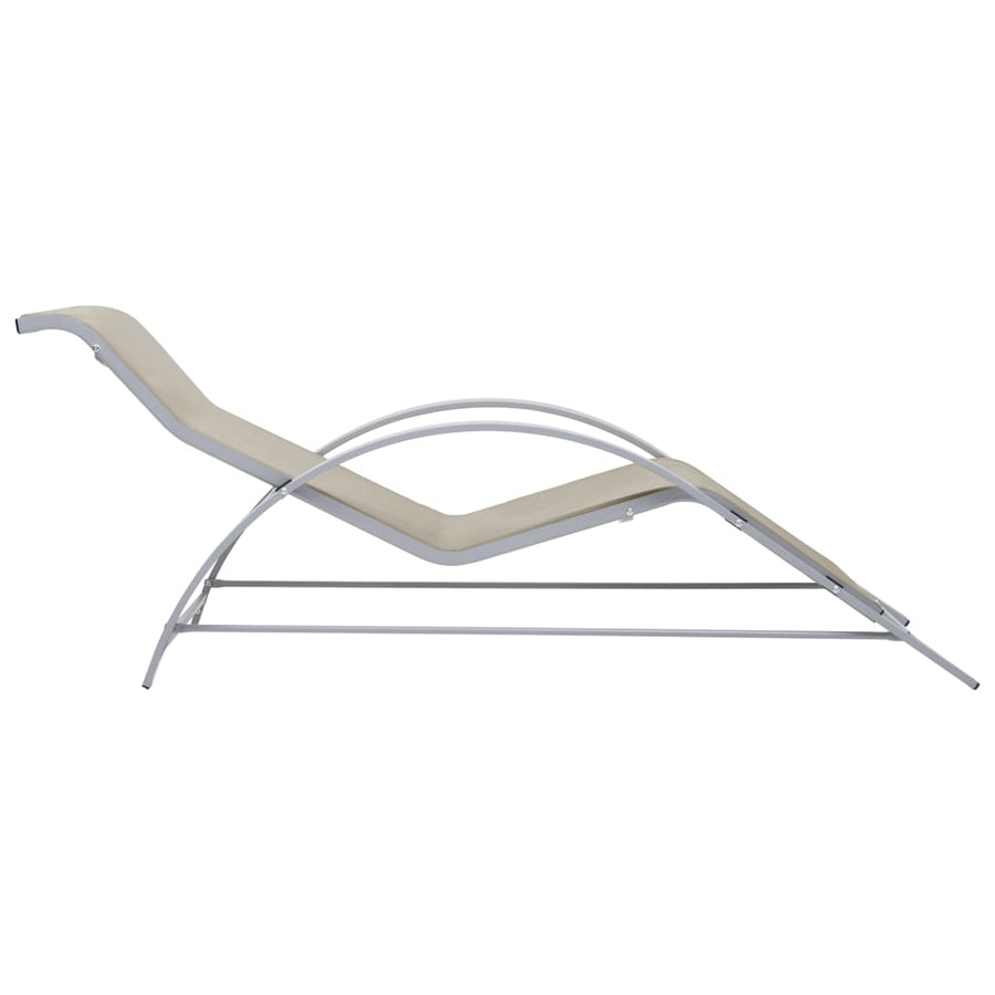 Ligbed Textileen En Aluminium Kleurig Crème