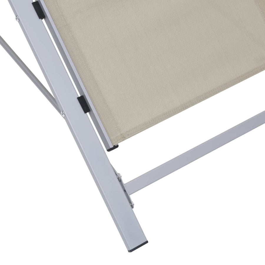 Ligbed Textileen En Aluminium Kleurig Crème