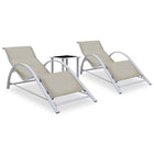 Sun loungers 2 pcs with table aluminum cream-colored