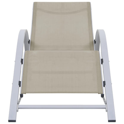 Ligbedden 2 St Met Tafel Aluminium Crèmekleurig