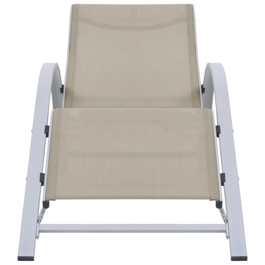 Ligbedden 2 St Met Tafel Aluminium Crèmekleurig