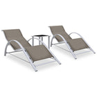 Sun Loungers 2 Pcs With Table Aluminium Taupe