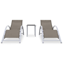 Ligbedden 2 St Met Tafel Aluminium Taupekleurig