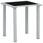 Tuintafel 41x41x45 cm staal glas zwart zilver