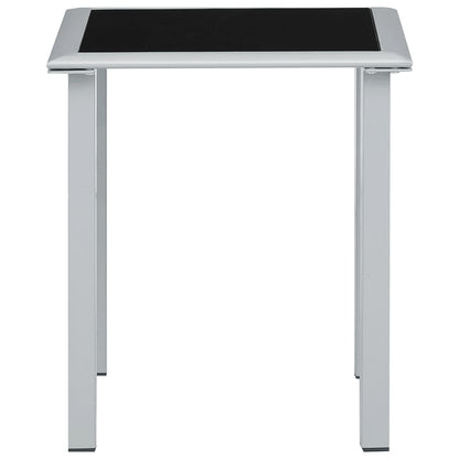 Tuintafel 41X41X45 Cm Staal En Glas Zwart En Zilverkleurig