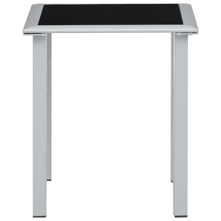 Tuintafel 41X41X45 Cm Staal En Glas Zwart En Zilverkleurig