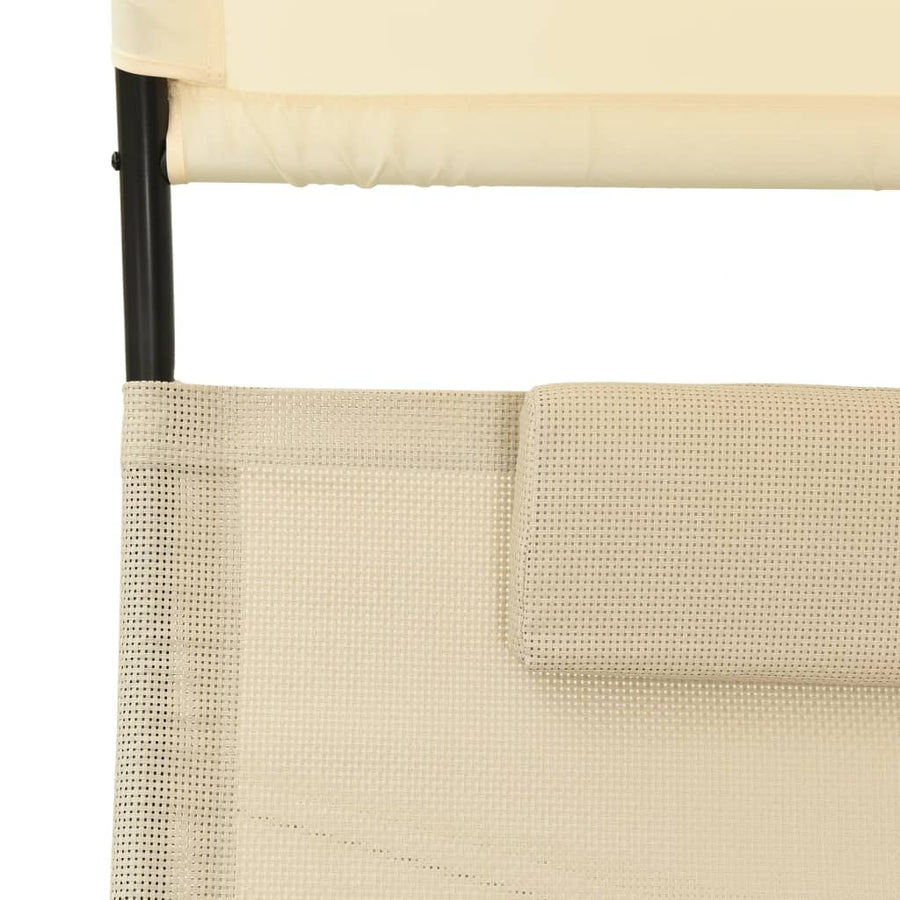 Ligbed Tweepersoons Met Luifel Textileen Kleurig Crème