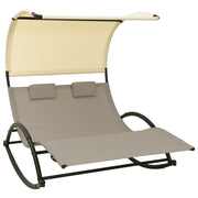 Double sunbed with canopy textilene taupe and cream-coloured