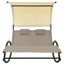 Ligbed Tweepersoons Met Luifel Textileen Taupe En Crèmekleurig taupe and cream