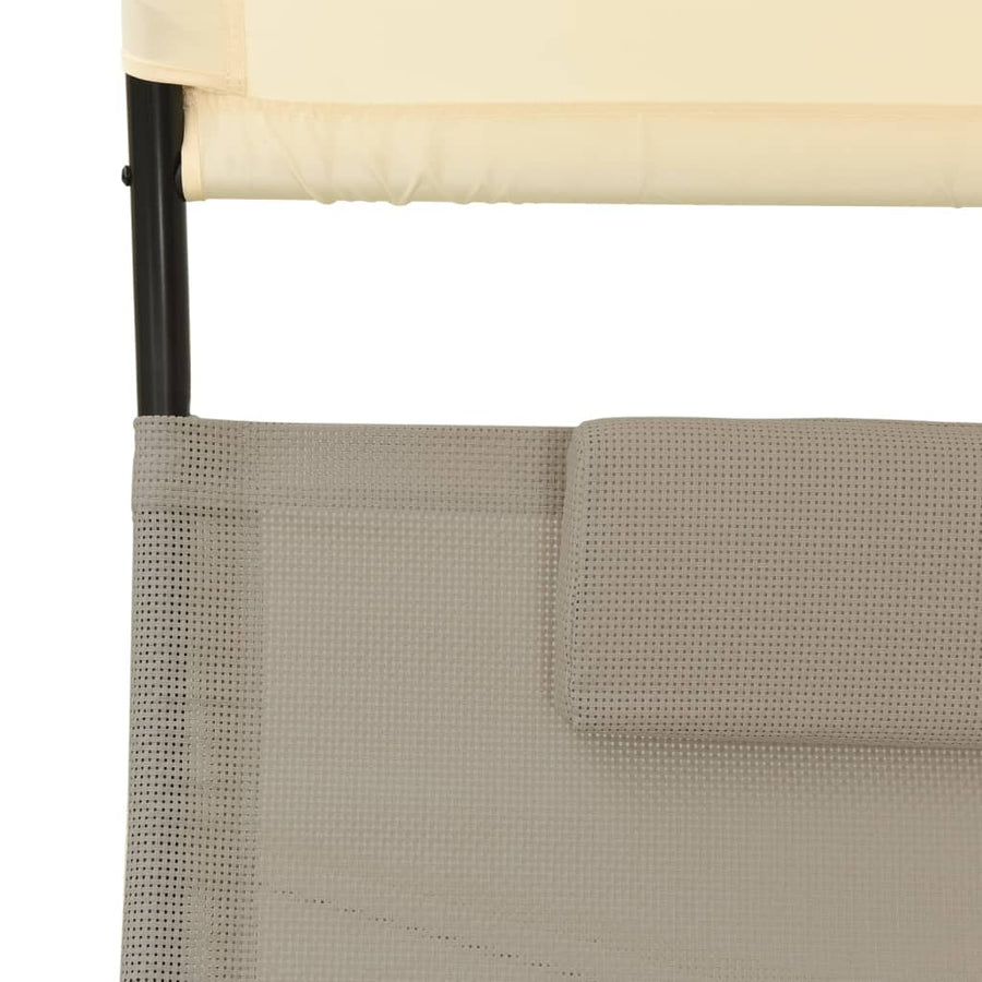 Ligbed Tweepersoons Met Luifel Textileen Taupe En Crèmekleurig taupe and cream