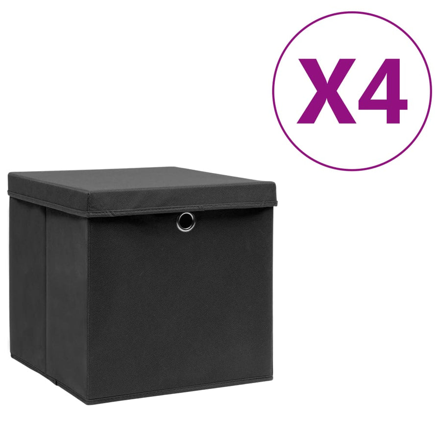 Opbergboxen Met Deksel 28X28X28 Cm Zwart 4 Zwart met deksels