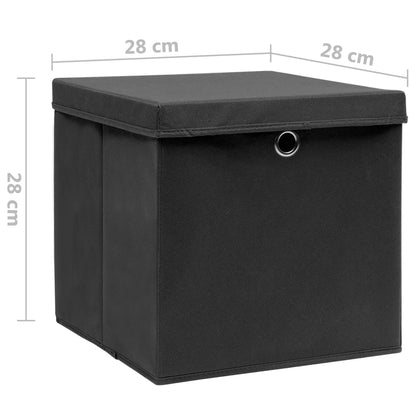 Opbergboxen Met Deksel 28X28X28 Cm Zwart 4 Zwart met deksels
