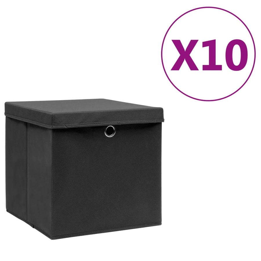 Opbergboxen Met Deksel 28X28X28 Cm Zwart 10 Zwart met deksels