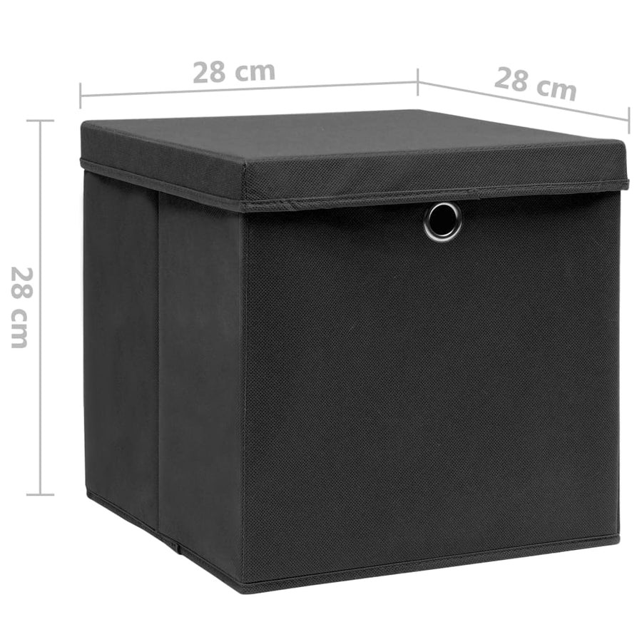 Opbergboxen Met Deksel 28X28X28 Cm Zwart 10 Zwart met deksels