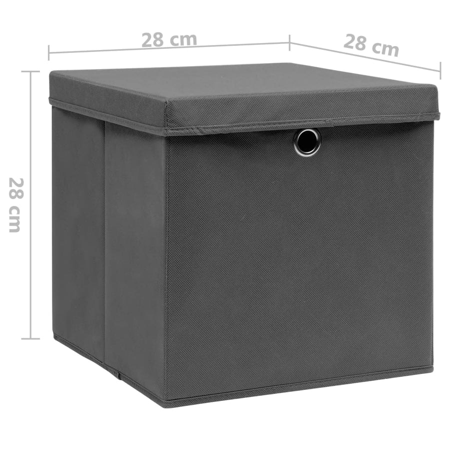 Opbergboxen Met Deksel 28X28X28 Cm Zwart 4 Grijs met deksels