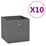 Opbergboxen 10 st 28x28x28 cm grijs nonwoven stof