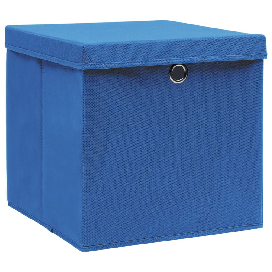 Opbergboxen Met Deksel 4 St 28X28X28 Cm Blauw 10 Blauw met deksels