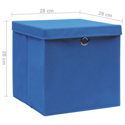 Opbergboxen Met Deksel 4 St 28X28X28 Cm Blauw 10 Blauw met deksels