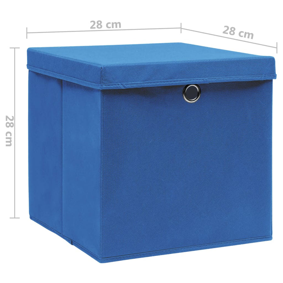 Opbergboxen Met Deksel 4 St 28X28X28 Cm Blauw 10 Blauw met deksels