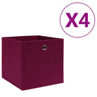 Storage boxes 4 pcs 28x28x28 cm non-woven fabric dark red