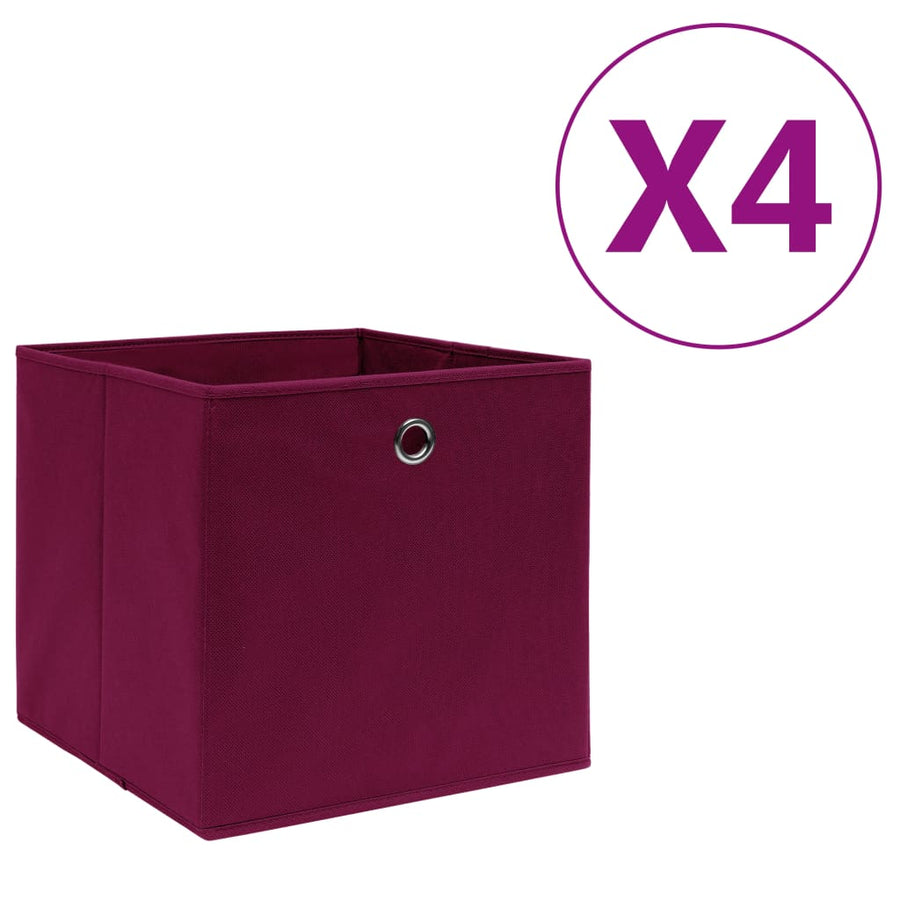 Opbergboxen 28X28X28 Cm Nonwoven Stof 4 Donkerrood
