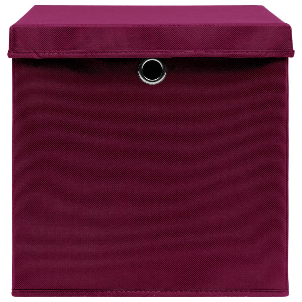 Opbergboxen Met Deksel 4 St 28X28X28 Cm Donkerrood 1 Donkerrood met deksels