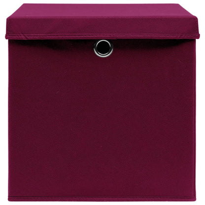 Opbergboxen Met Deksel 4 St 28X28X28 Cm Donkerrood 1 Donkerrood met deksels