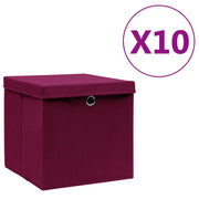 Opbergbox 10 st 28x28x28 cm donkerrood
