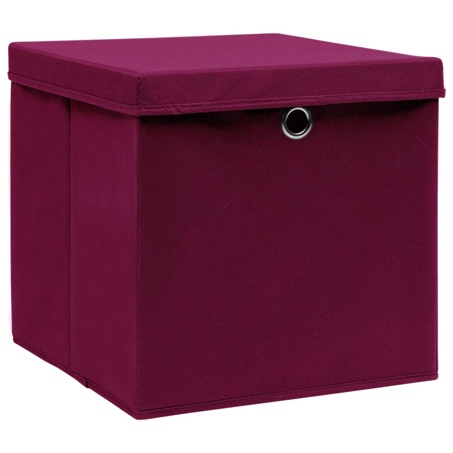 Opbergboxen Met Deksel 28X28X28 Cm Donkerrood 10 Donkerrood met deksels