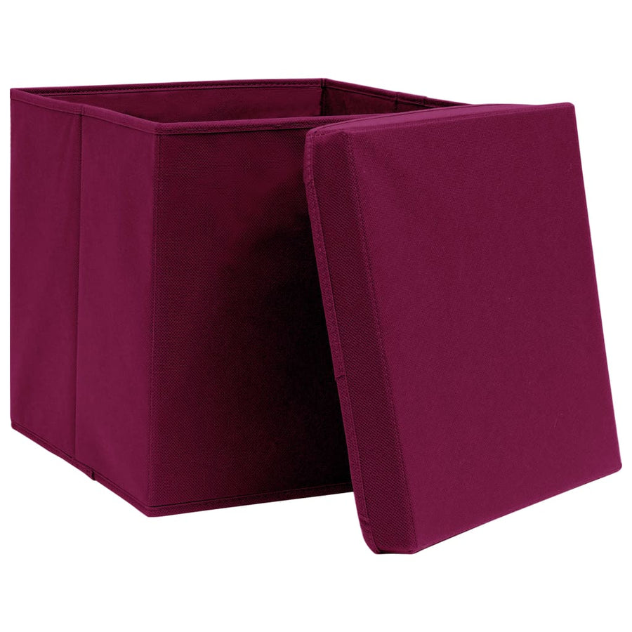 Opbergboxen Met Deksel 28X28X28 Cm Donkerrood 10 Donkerrood met deksels