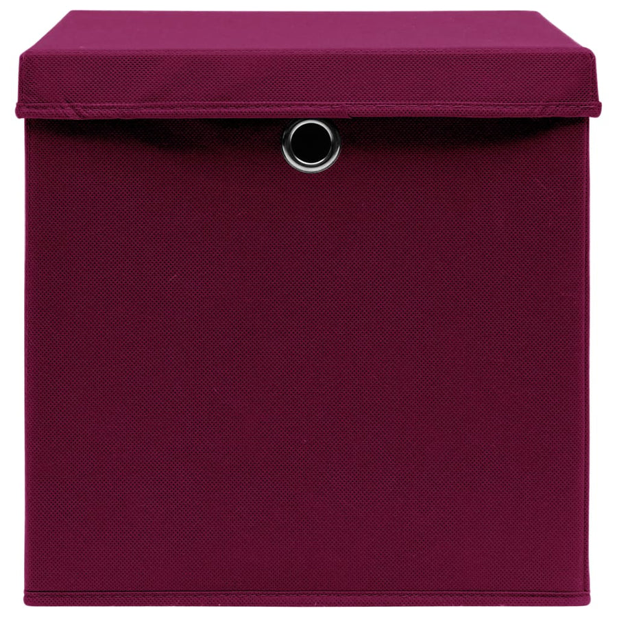 Opbergboxen Met Deksel 28X28X28 Cm Donkerrood 10 Donkerrood met deksels
