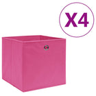 Storage boxes 4 pcs 28x28x28 cm non-woven fabric pink