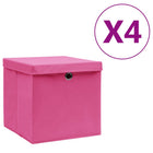 Storage boxes with lid 4 pcs 28x28x28 cm pink