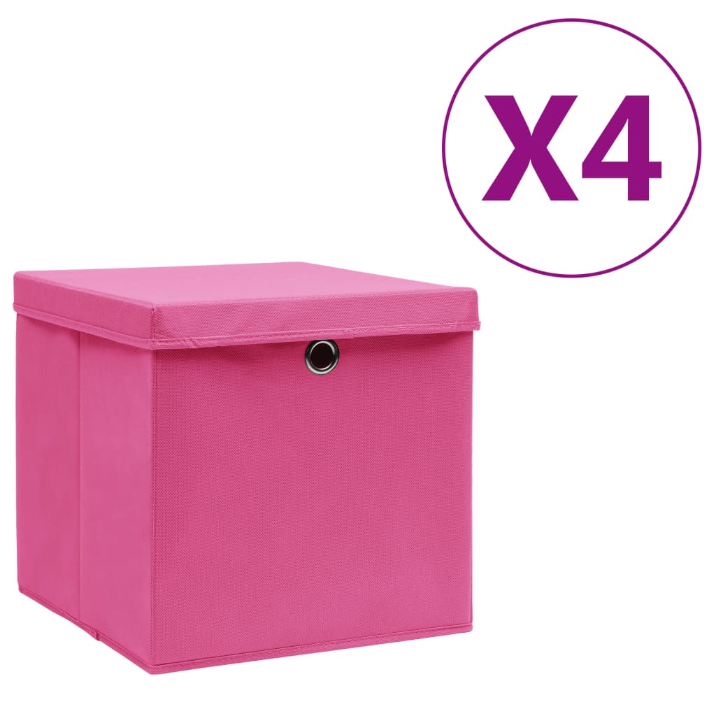 Opbergboxen Met Deksel 28X28X28 Cm Roze 4 Roze met deksels