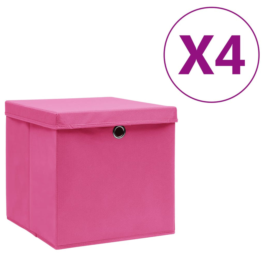 Opbergboxen Met Deksel 28X28X28 Cm Roze 4 Roze met deksels