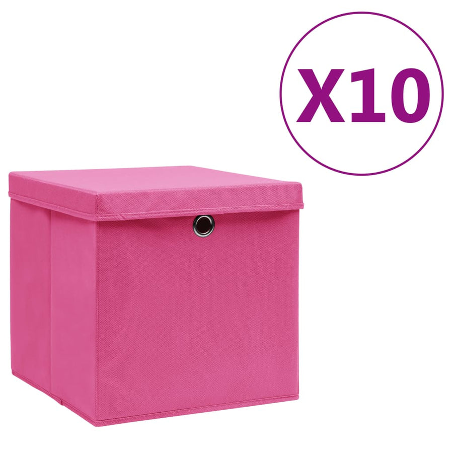 Opbergboxen Met Deksel 28X28X28 Cm Roze 10 Roze met deksels