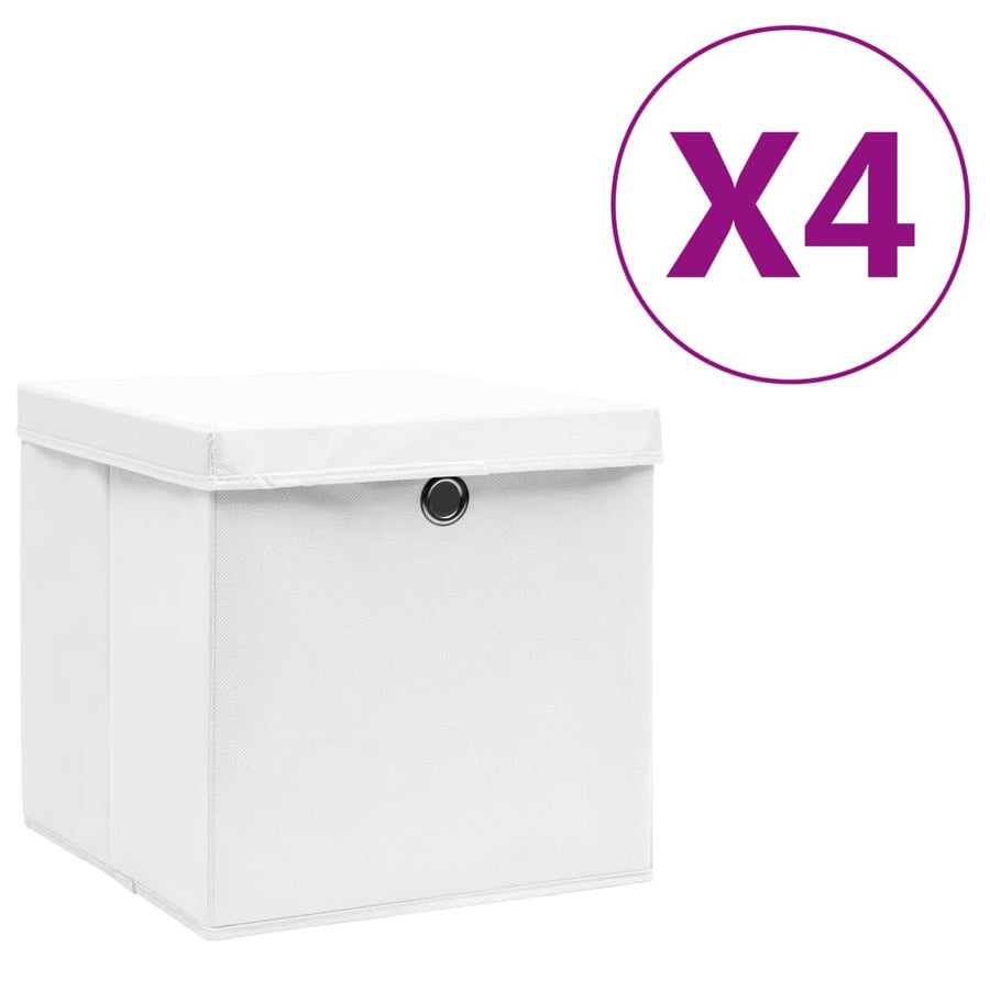 Opbergboxen Met Deksel 28X28X28 Cm Wit 4 Wit met deksels