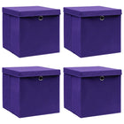 Storage boxes with lid 4 pcs 28x28x28 cm purple