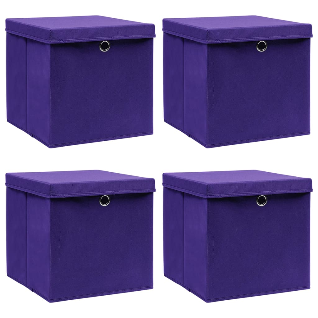 Opbergboxen Met Deksel 4 St 28X28X28 Cm Paars